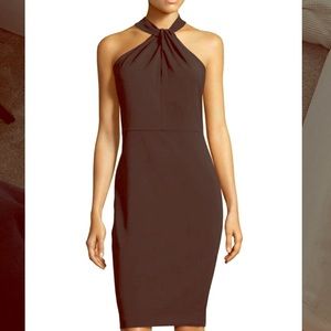 Twist-Neck Halter Top Midi Dress